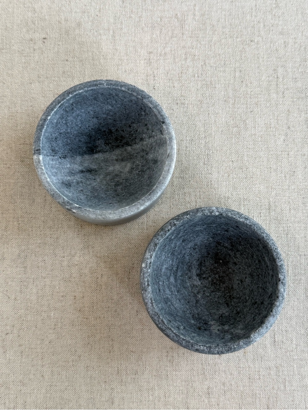 Natural Gray Stone Salt & Pepper Cellars Pinch Bowls Set of 2